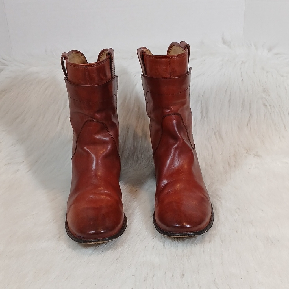Frye Redwood Brown Leather Paige Riding Ankle  Boots Sz 8.5
